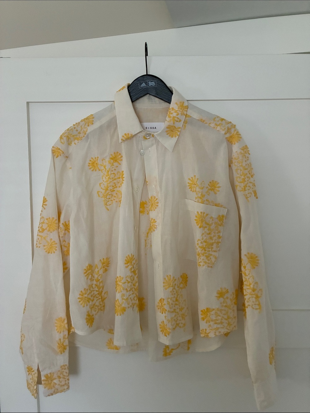 Women’s Wear Cissa Cream Shirt with Yellow Floral Embroidery - Picture 1 of 3